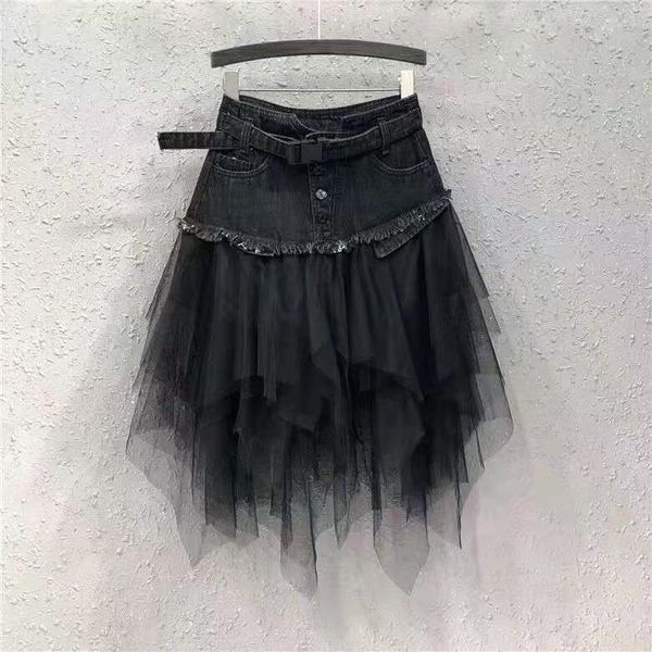 skirts arrival summer european style women loose casual high waist a-line skirt gauze patchwork cotton denim w109 lh7l, Black
skirts arrival summer european style women loose casual high waist a-line skirt gauze patchwork cotton denim w109 lh7l, Black