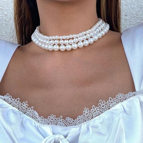 chokers multilayer fashion imitation pearls bead chain necklace women classic gold color sweather for, Golden;silver
chokers multilayer fashion imitation pearls bead chain necklace women classic gold color sweather for, Golden;silver