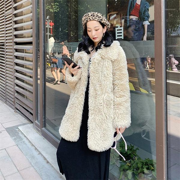 women's fur & faux 2021 winter plush coat jacket simple short white lamb wool slim pocket mid-length, Black
women's fur & faux 2021 winter plush coat jacket simple short white lamb wool slim pocket mid-length, Black