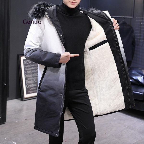 men's trench coats winter jacket men gradient hooded slim korean parka hombre long coat cashmere mens windbreaker parkas cotton vwep, Tan;black
men's trench coats winter jacket men gradient hooded slim korean parka hombre long coat cashmere mens windbreaker parkas cotton vwep, Tan;black