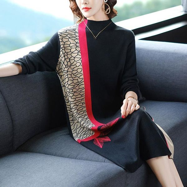 fashion long sweater women for winter 2021 turtleneck sleeve loose slim knitting dresses women's sweaters, White;black
fashion long sweater women for winter 2021 turtleneck sleeve loose slim knitting dresses women's sweaters, White;black