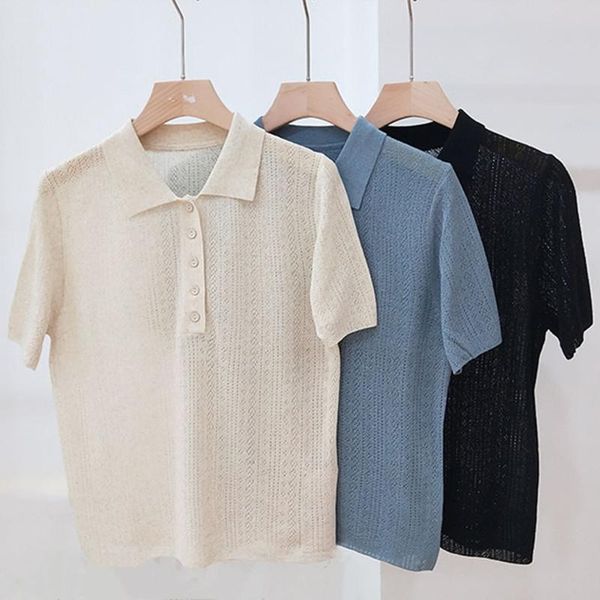 women's t-shirt flax tencel blend hollow out knit women summer tshirts turn-down collar pl short sleeve beige 3colors, White
women's t-shirt flax tencel blend hollow out knit women summer tshirts turn-down collar pl short sleeve beige 3colors, White