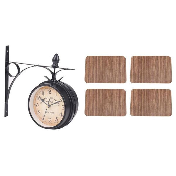 wall clocks european-style double-sided clock monochrome with 4pcs imitation wood grain placemat pu pad non slip table mats
wall clocks european-style double-sided clock monochrome with 4pcs imitation wood grain placemat pu pad non slip table mats