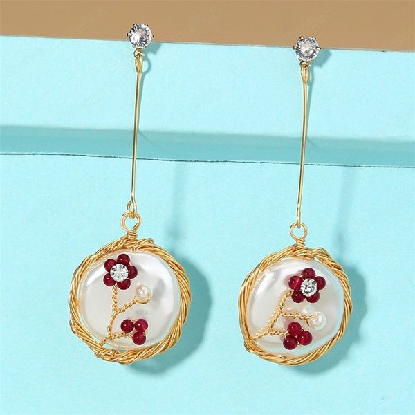 natural stone flower round pendant earrings long trassel pearl drop earrings fashion women wire wrapping earring, Silver
natural stone flower round pendant earrings long trassel pearl drop earrings fashion women wire wrapping earring, Silver