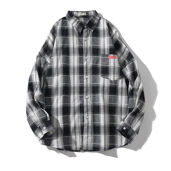 men's casual shirts fashion brand men shirt spring autumn harajuku style wild plaid coat long sleeve male, White;black
men's casual shirts fashion brand men shirt spring autumn harajuku style wild plaid coat long sleeve male, White;black