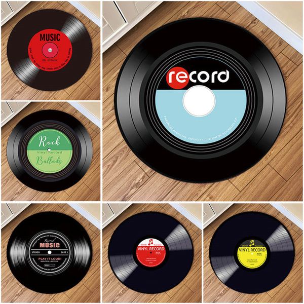 classic music vinyl record round carpet living room soft carpet non-slip carpet chair floor mats home decor children's room