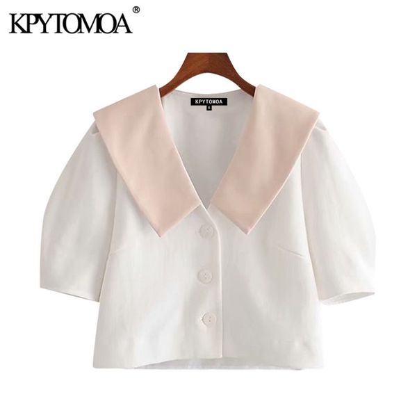 women sweet fashion button-up cropped blouses vintage lapel collar puff sleeves female shirts chic 210420, White
women sweet fashion button-up cropped blouses vintage lapel collar puff sleeves female shirts chic 210420, White