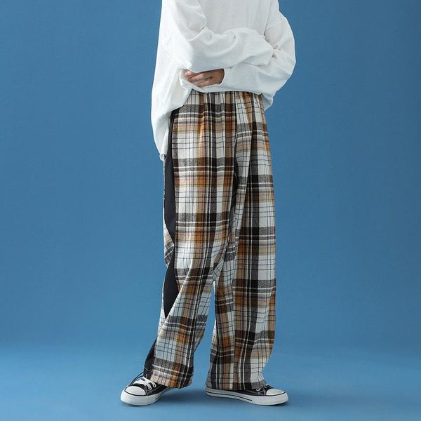 men's pants autumn straight plaid for men fashion loose ankle-length pant drawstring feet splicing joggers trousers hip hop sweatpants, Black
men's pants autumn straight plaid for men fashion loose ankle-length pant drawstring feet splicing joggers trousers hip hop sweatpants, Black
