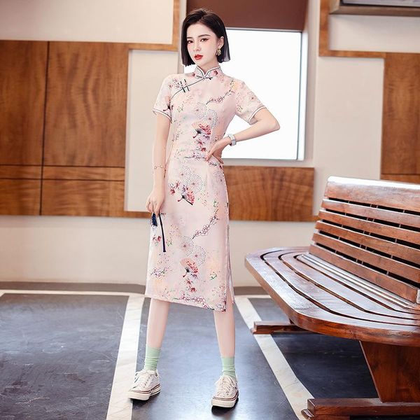 traditional chinese print short sleeve cheongsam women retro high split qipao party costumes ethnic clothing, Red
traditional chinese print short sleeve cheongsam women retro high split qipao party costumes ethnic clothing, Red