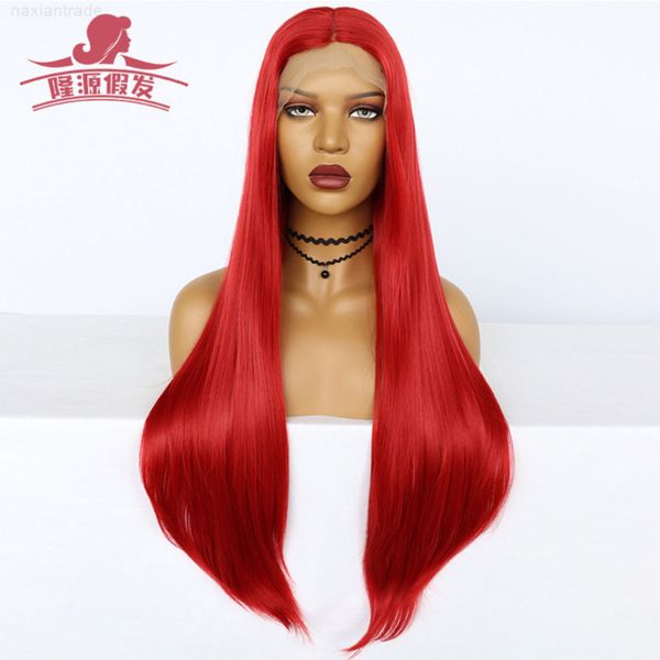 wig front lace wig middle part red long straight hair chemical fiber high temperature silk, Black
wig front lace wig middle part red long straight hair chemical fiber high temperature silk, Black