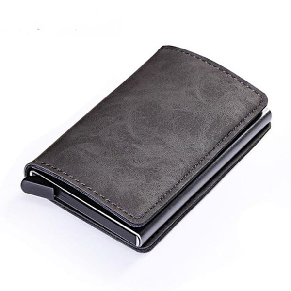 card holders bycobecy pu leather metal single box holder case women and men rfid wallets vintage business id, Brown;gray
card holders bycobecy pu leather metal single box holder case women and men rfid wallets vintage business id, Brown;gray