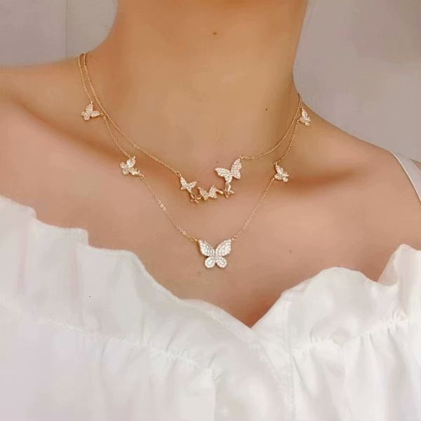 luxury cubic zircon butterfly pendant&necklaces for women delicate jewelry 14k real gold chain choker necklaces, Silver
luxury cubic zircon butterfly pendant&necklaces for women delicate jewelry 14k real gold chain choker necklaces, Silver