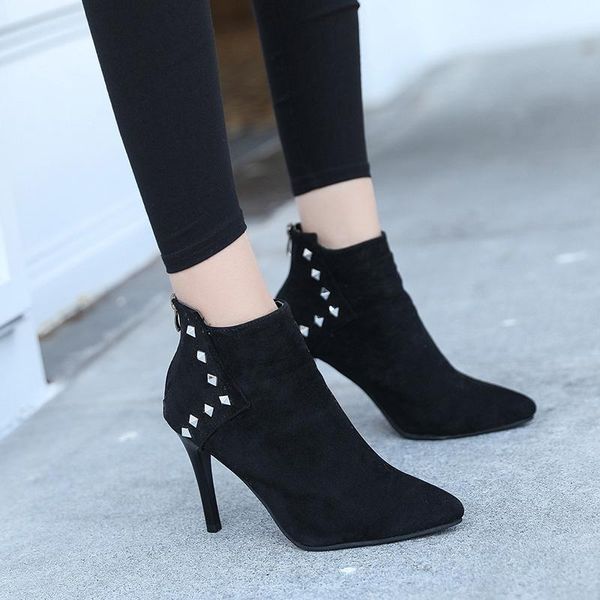 boots ladies shoes woman female rivet zipper ankle for women pointed toe thin high heels autumn winter, Black
boots ladies shoes woman female rivet zipper ankle for women pointed toe thin high heels autumn winter, Black