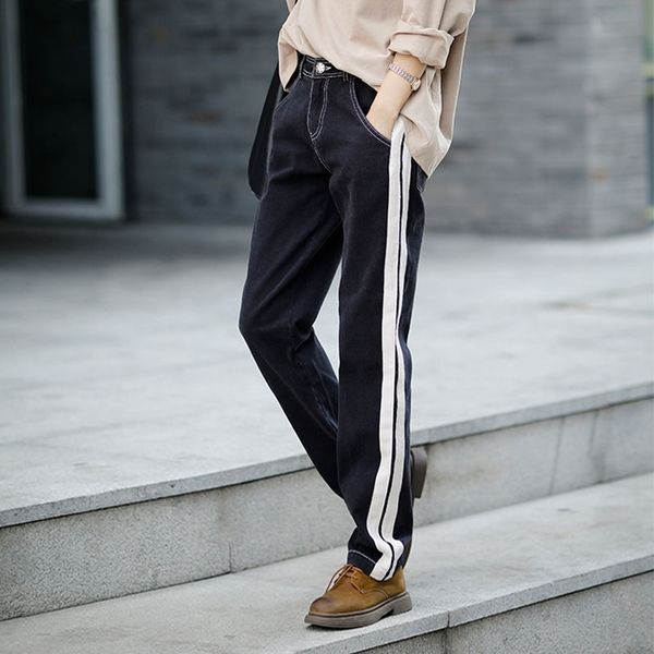 women's jumpsuits & rompers straight s jeans casual loose fall side stripes wide leg pants elegant high waiste baggy denim nk8e, Black;white
women's jumpsuits & rompers straight s jeans casual loose fall side stripes wide leg pants elegant high waiste baggy denim nk8e, Black;white