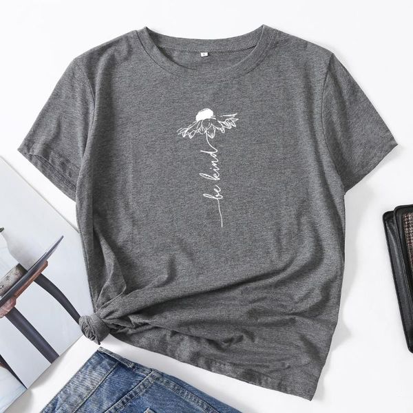 women's t-shirt be kind daisie flower floral woman short sleeve t-shirts summer for women cotton graphic tee female shirt clothes, White
women's t-shirt be kind daisie flower floral woman short sleeve t-shirts summer for women cotton graphic tee female shirt clothes, White