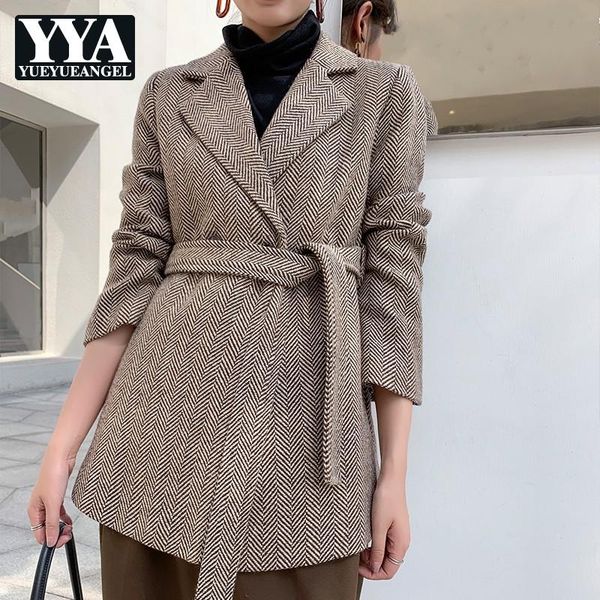 women's wool & blends fashion womens casual belt woolen coat office lady turn-down collar pockets flare sleeve vintage jackets, Black
women's wool & blends fashion womens casual belt woolen coat office lady turn-down collar pockets flare sleeve vintage jackets, Black