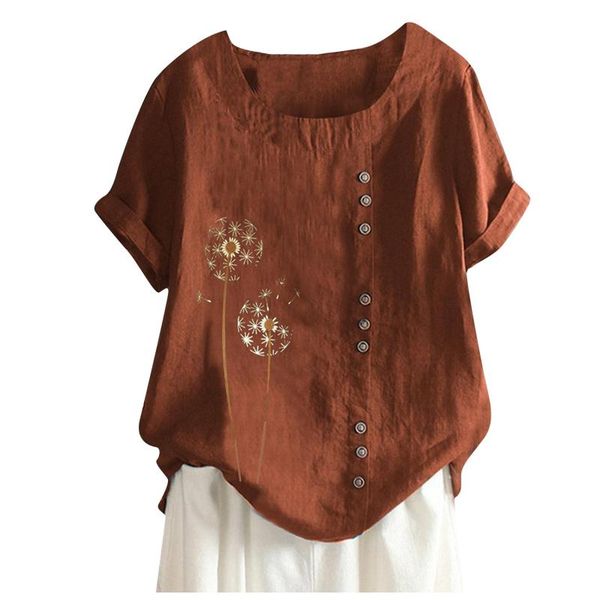 women's t-shirt summer t shirt women fashion printed dandelion short sleeve cotton and linen casual tee femme button koszulki damskie, White
women's t-shirt summer t shirt women fashion printed dandelion short sleeve cotton and linen casual tee femme button koszulki damskie, White