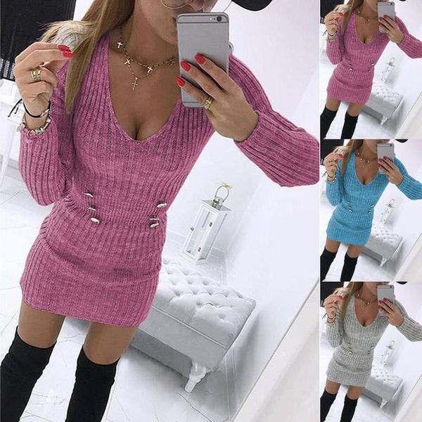 casual dresses women knitted long sleeve mini sweater dress autumn fashion ladies v neck slim knitwear bodycon plus size, Black;gray
casual dresses women knitted long sleeve mini sweater dress autumn fashion ladies v neck slim knitwear bodycon plus size, Black;gray