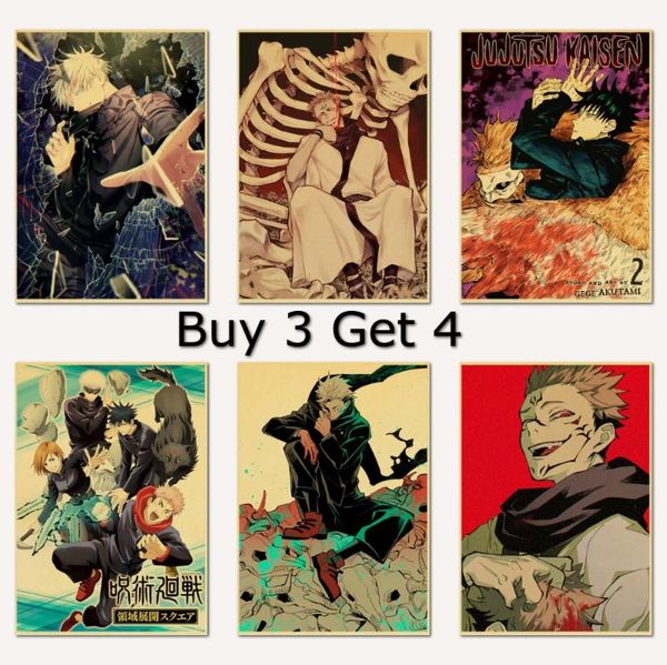 paintings anime poster jujutsu kaisen retro kraft paper for living room bar interior decoration
paintings anime poster jujutsu kaisen retro kraft paper for living room bar interior decoration