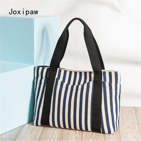 evening bags large capacity black blue stripe casual canvas women shoulder lady handbags tote
evening bags large capacity black blue stripe casual canvas women shoulder lady handbags tote