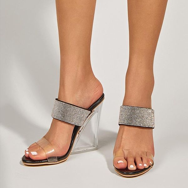 sandals 11cm high heels women slippers summer women's shoes platform crystal stripper slides wedge designer shoe sandalias, Black
sandals 11cm high heels women slippers summer women's shoes platform crystal stripper slides wedge designer shoe sandalias, Black