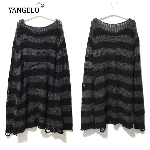 punk gothic long sweater 2021 summer women striped cool hollow out hole broken jumper loose rock thin dark streetwear top, Black
punk gothic long sweater 2021 summer women striped cool hollow out hole broken jumper loose rock thin dark streetwear top, Black