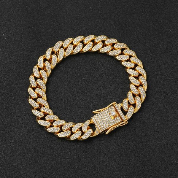 link, chain 12mm 7inch 8inch hip hop crystal cuban link bracelet iced out ab003, Black
link, chain 12mm 7inch 8inch hip hop crystal cuban link bracelet iced out ab003, Black