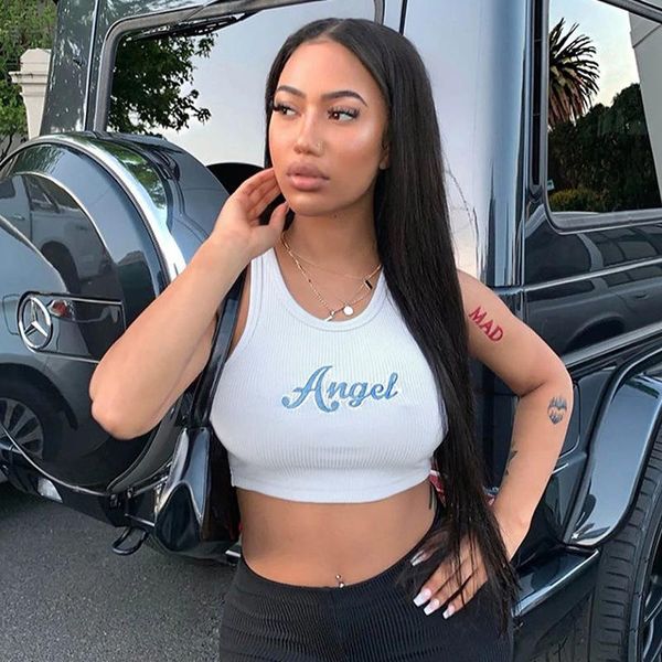 women's tanks & camis women letter embroidery tank angel vest summer fashion sleeveless crop ladies casual, White
women's tanks & camis women letter embroidery tank angel vest summer fashion sleeveless crop ladies casual, White