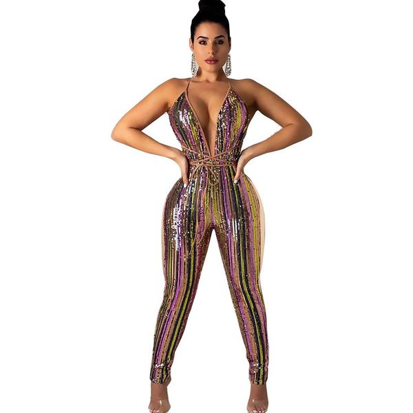 women's jumpsuits & rompers deep v neck backless sequined fashion overalls womens jumpsuit rainbow sleeveless striped playsuit macacao, Black;white
women's jumpsuits & rompers deep v neck backless sequined fashion overalls womens jumpsuit rainbow sleeveless striped playsuit macacao, Black;white
