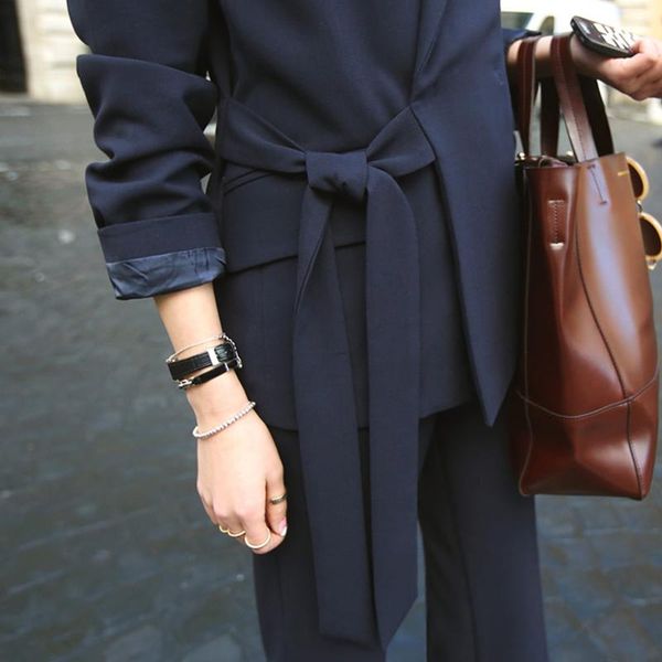women elegant office lady navy pants suit notched side lace up blazer with wide leg high waist korean style suits women's two piece, White
women elegant office lady navy pants suit notched side lace up blazer with wide leg high waist korean style suits women's two piece, White