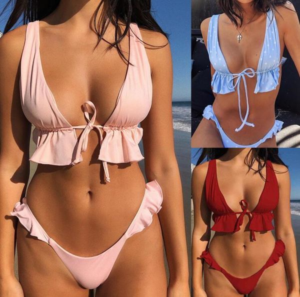 women's swimwear women bikinis set ruffle bandage summer beach low waist two piece swimsuit swimming bathing suit swim beachw, White;black
women's swimwear women bikinis set ruffle bandage summer beach low waist two piece swimsuit swimming bathing suit swim beachw, White;black