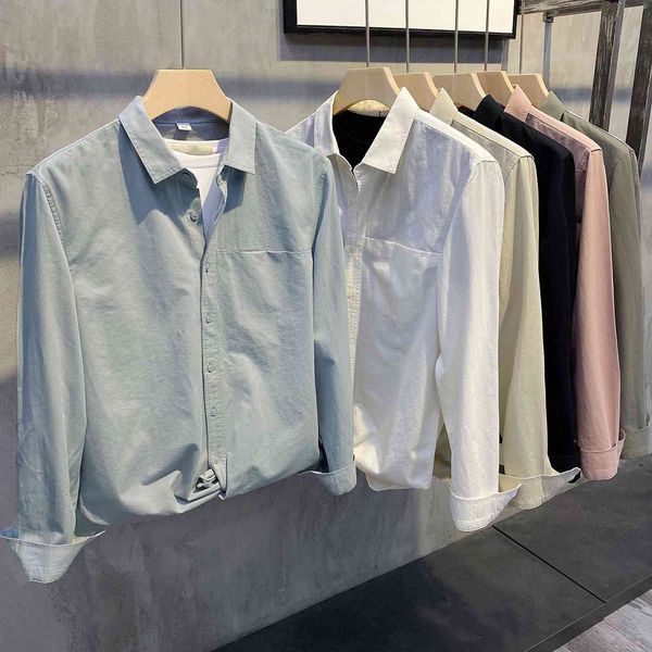 men's shirt autumn and winter new pure color simple business cotton casual, White;black
men's shirt autumn and winter new pure color simple business cotton casual, White;black