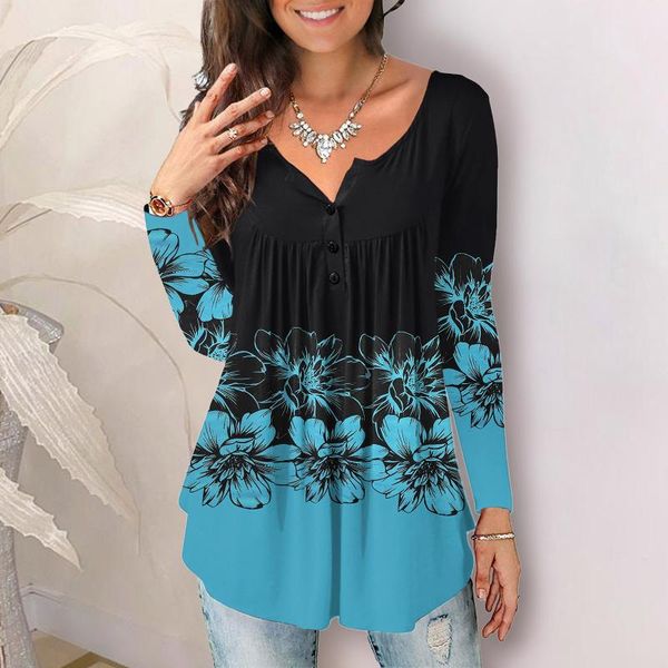 women's blouses & shirts floral printed autumn 2021 casual long sleeve female round neck button pleated tunic d4, White
women's blouses & shirts floral printed autumn 2021 casual long sleeve female round neck button pleated tunic d4, White