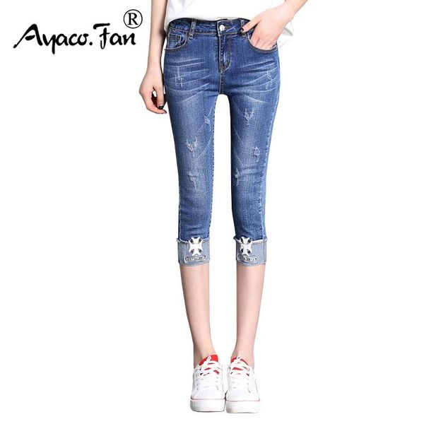 summer jeans for women skinny cuffs calf-length pants lady stretch appliques denim pencil calca feminina women's, Blue
summer jeans for women skinny cuffs calf-length pants lady stretch appliques denim pencil calca feminina women's, Blue