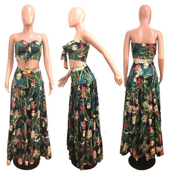 two piece dress girl lady long wrap skirt strapless floral print high waist maxi skirt with crop ruffle ld53, White
two piece dress girl lady long wrap skirt strapless floral print high waist maxi skirt with crop ruffle ld53, White