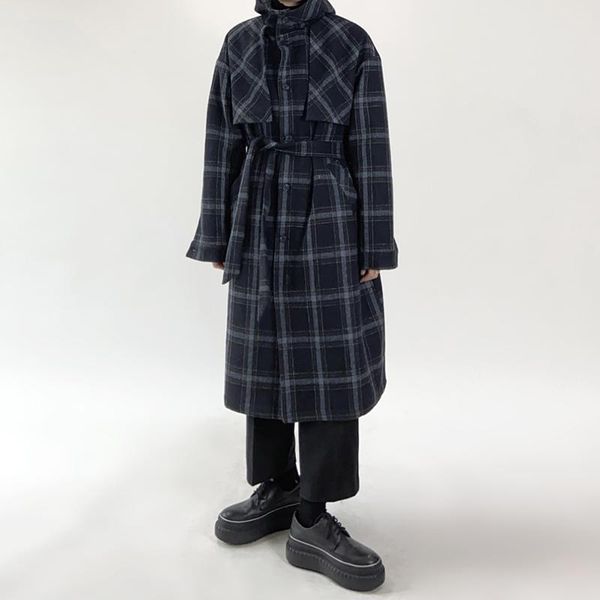 men's wool & blends winter coat men korean streetwear loose cotton padded thick long plaid hooded trench outerwear vintage overcoat, Black
men's wool & blends winter coat men korean streetwear loose cotton padded thick long plaid hooded trench outerwear vintage overcoat, Black