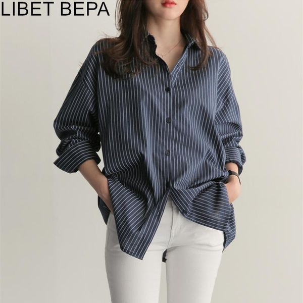 women's blouses & shirts 2021 spring summer blouse casual fashionable korean style striped shirt office lady loose clothes wild bl1653, White
women's blouses & shirts 2021 spring summer blouse casual fashionable korean style striped shirt office lady loose clothes wild bl1653, White