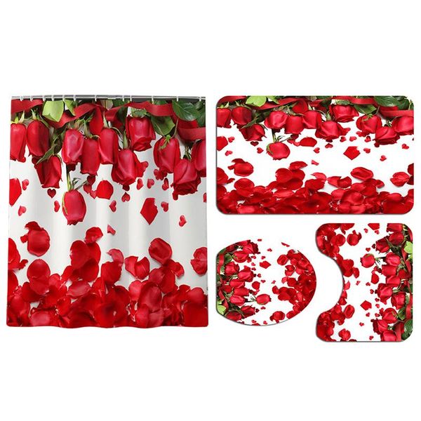 bath mats 4pcs/set red rose pattern shower set rugs non-slip toilet seat cover flower curtain polyester bathroom rug
bath mats 4pcs/set red rose pattern shower set rugs non-slip toilet seat cover flower curtain polyester bathroom rug