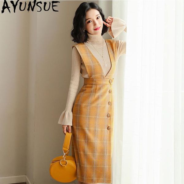 casual dresses spring autumn two piece set for womens korean fashion knit strap long sleeve sweater elegant dress lw067, Black;gray
casual dresses spring autumn two piece set for womens korean fashion knit strap long sleeve sweater elegant dress lw067, Black;gray