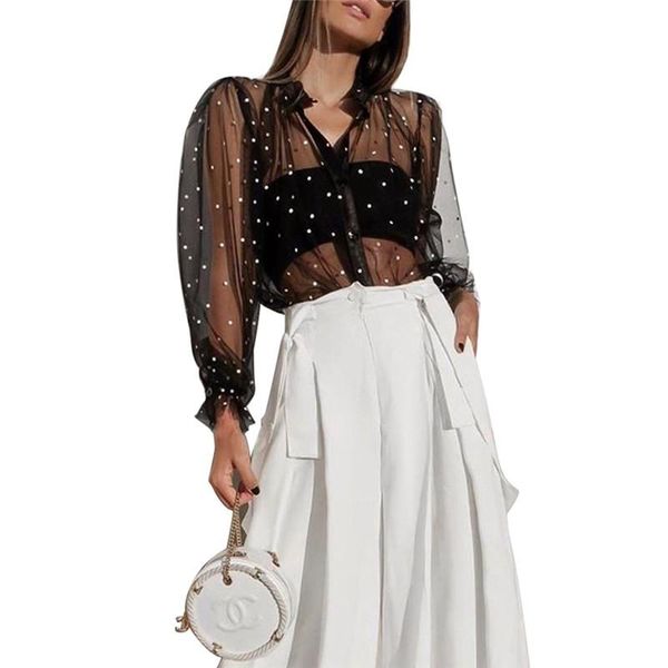 fahsion sheer mesh women blouses puff sleeves loose casual wear female see-through diamonds buttons shirts summer women's &, White
fahsion sheer mesh women blouses puff sleeves loose casual wear female see-through diamonds buttons shirts summer women's &, White