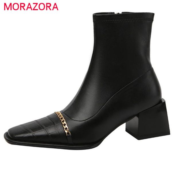 boots morazora 2021 arrive genuine leather shoes women ankle chain square toe thick heels fashion dress ladies, Black
boots morazora 2021 arrive genuine leather shoes women ankle chain square toe thick heels fashion dress ladies, Black
