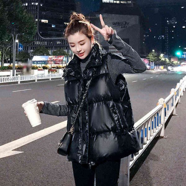 vest women's short 2021 winter korean loose fashion down cotton et vest trend, Black;white
vest women's short 2021 winter korean loose fashion down cotton et vest trend, Black;white