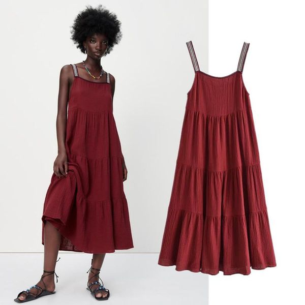casual dresses 2021 red embroidery strap ruffle backless boho dress women summer slip long ruched midi beach loose 642, Black;gray
casual dresses 2021 red embroidery strap ruffle backless boho dress women summer slip long ruched midi beach loose 642, Black;gray