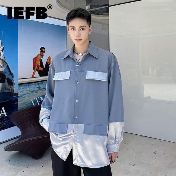 men's casual shirts iefb autumn satin stitching trend long sleeve lapel shirt loose big size black grey korean 9y8623, White;black
men's casual shirts iefb autumn satin stitching trend long sleeve lapel shirt loose big size black grey korean 9y8623, White;black