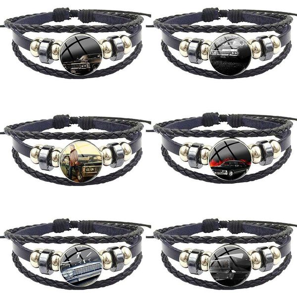 charm bracelets supernatural for women handmade girls happy christmas jewelry with glass cabochon black leather bracelet bangle, Golden;silver
charm bracelets supernatural for women handmade girls happy christmas jewelry with glass cabochon black leather bracelet bangle, Golden;silver