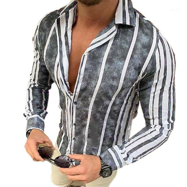men's casual shirts men clothes long sleeve loose fashion turn-down collar shirt striped printed button down, White;black
men's casual shirts men clothes long sleeve loose fashion turn-down collar shirt striped printed button down, White;black