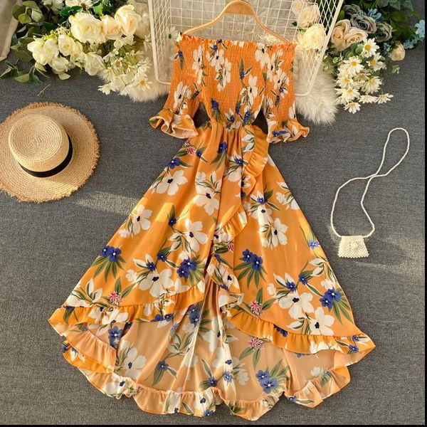 boho vintage ruffles floral print women dress split off shoulder summer maxi long party irregular holiday, Black;gray
boho vintage ruffles floral print women dress split off shoulder summer maxi long party irregular holiday, Black;gray
