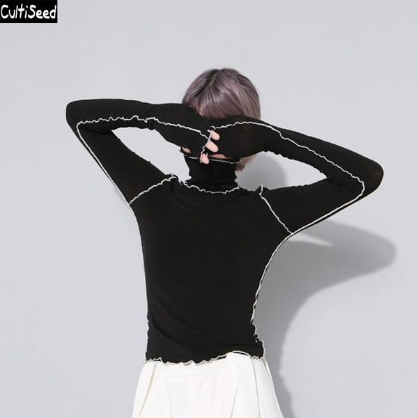 women's blouses & shirts cultiseed women personality color patchwork turtleneck t-shirt tees female autumn long sleeve slim waist basic, White
women's blouses & shirts cultiseed women personality color patchwork turtleneck t-shirt tees female autumn long sleeve slim waist basic, White