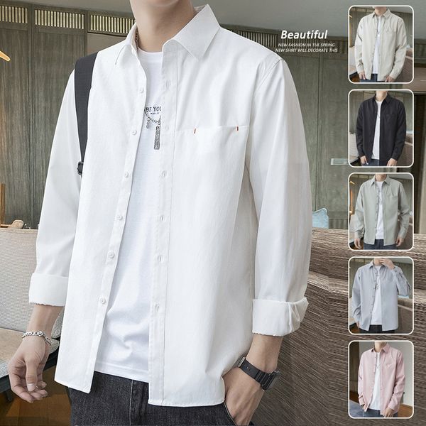 spring 2021 white shirt men's casual loose student long sleeve simple base inch, White;black
spring 2021 white shirt men's casual loose student long sleeve simple base inch, White;black