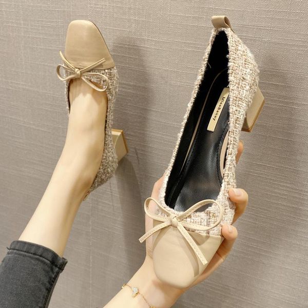 dress shoes women woman pumps 2021 spring autumn slip on casual thick mid heels mixed color bow knot square toe retro, Black
dress shoes women woman pumps 2021 spring autumn slip on casual thick mid heels mixed color bow knot square toe retro, Black